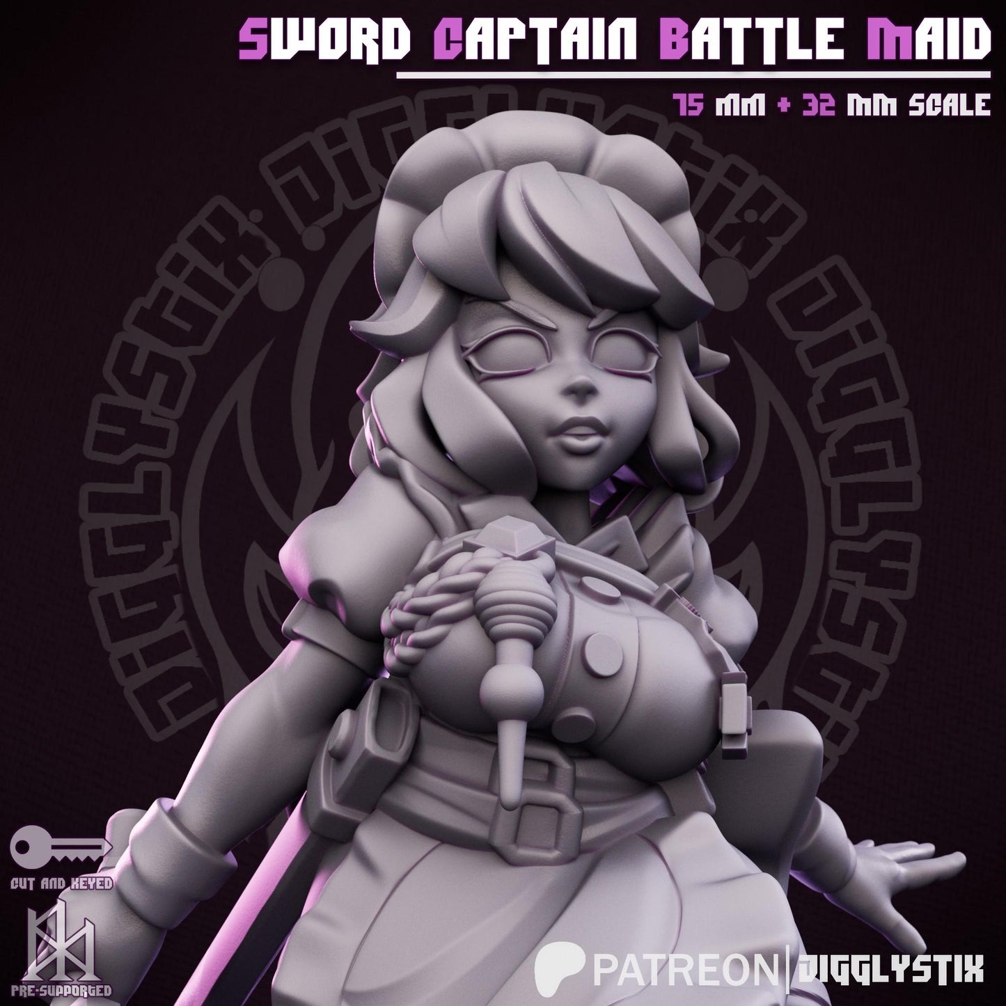 Sword Captain Battle Maid Miniature - by Jigglystix