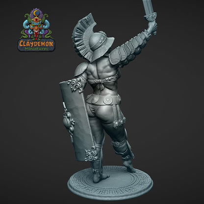 Vitruvia the Gladiator Woman Miniature - by Claydemon Miniatures