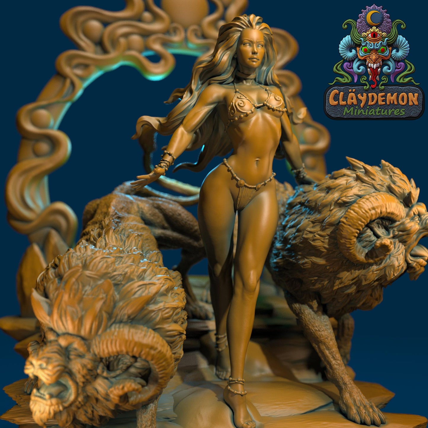 Megaris the Lion Mistress Miniature - by Claydemon Miniatures