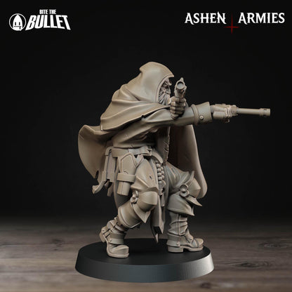 Sanctified Legion Sniper Priest Pistols Miniature - Ashen Armies by Bite the Bullet