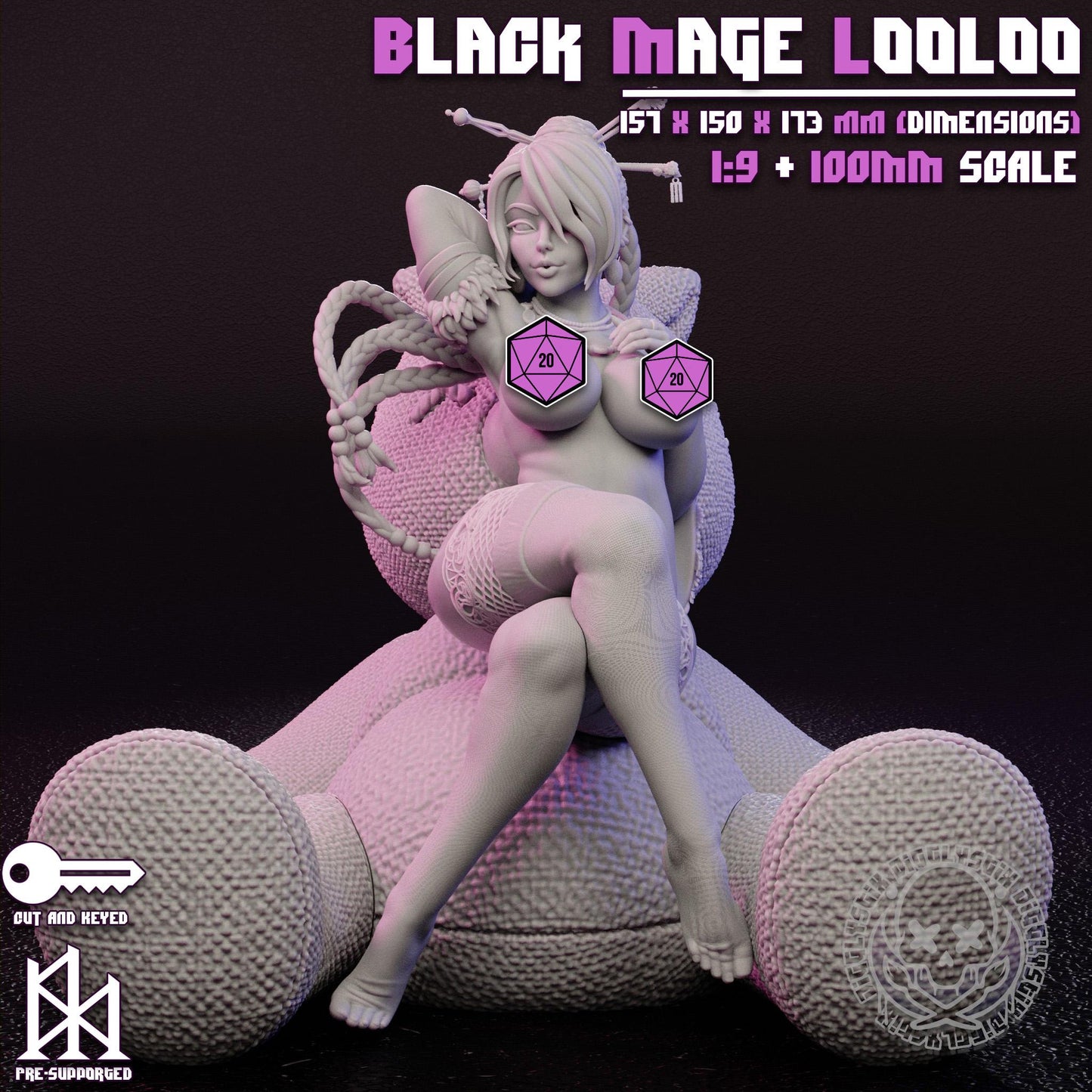 Black Mage Looloo Miniature - by Jigglystix