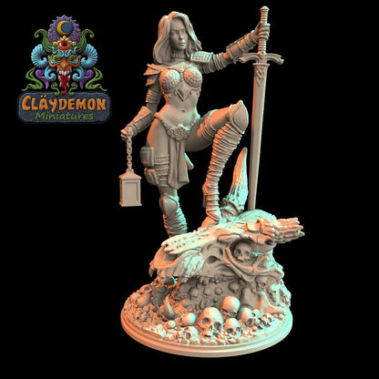 Dreeina the Dragonslayer Miniature - by Claydemon Miniatures