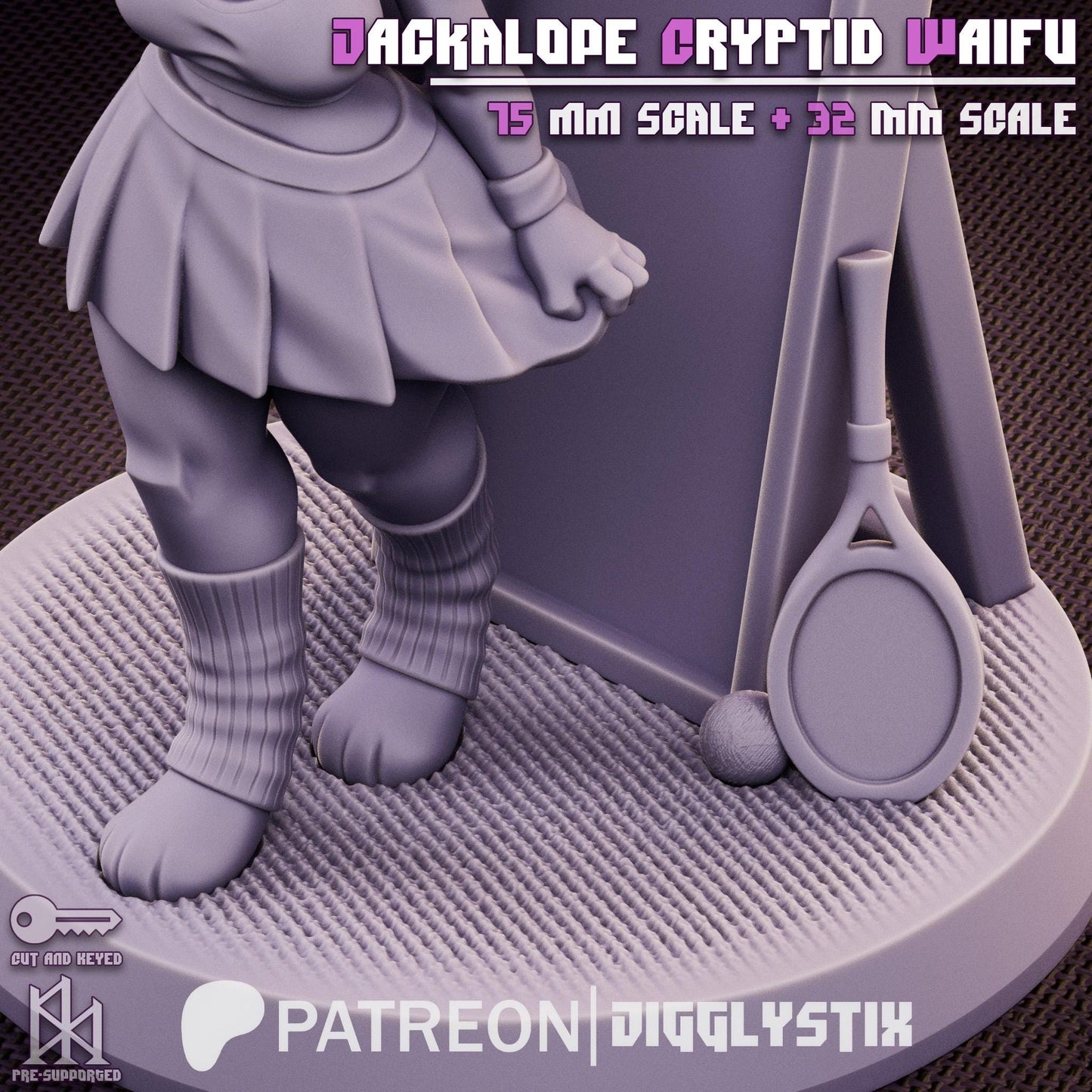 Jackalope Cryptid Waifu Miniature - by Jigglystix