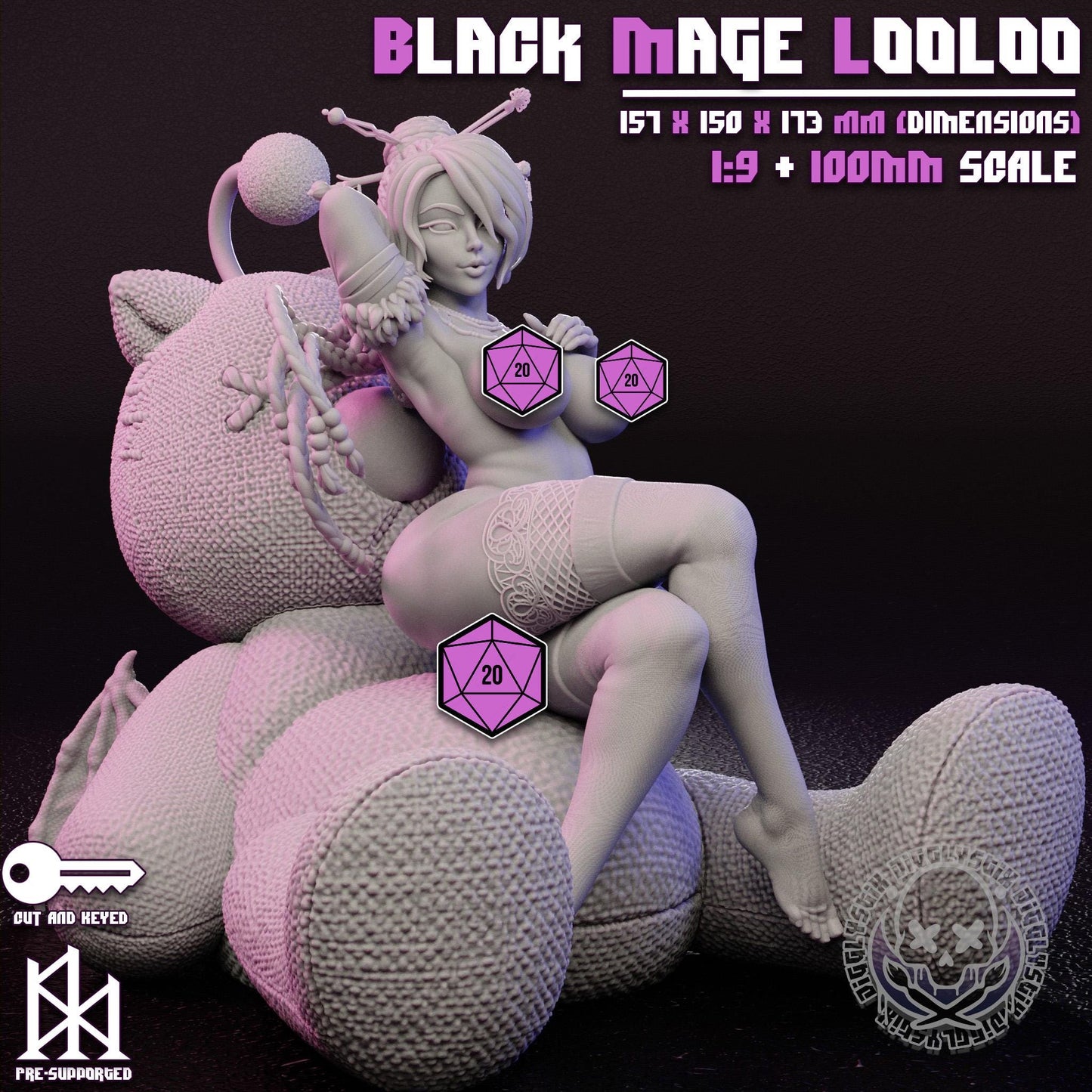 Black Mage Looloo Miniature - by Jigglystix