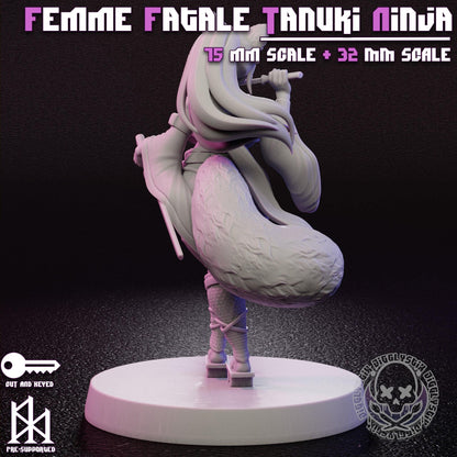 Femme Fatale Tanuki Ninja Miniature - by Jigglystix