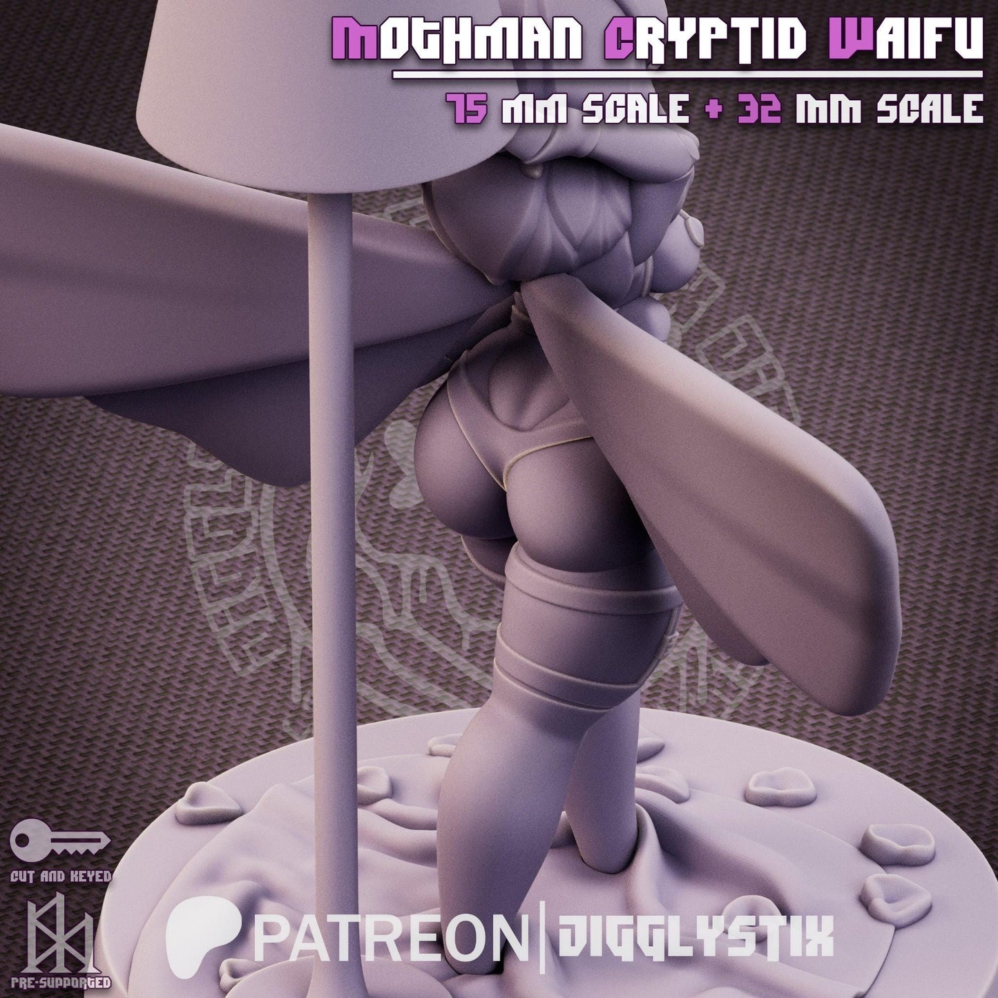 Mothman Cryptid Waifu Miniature - by Jigglystix