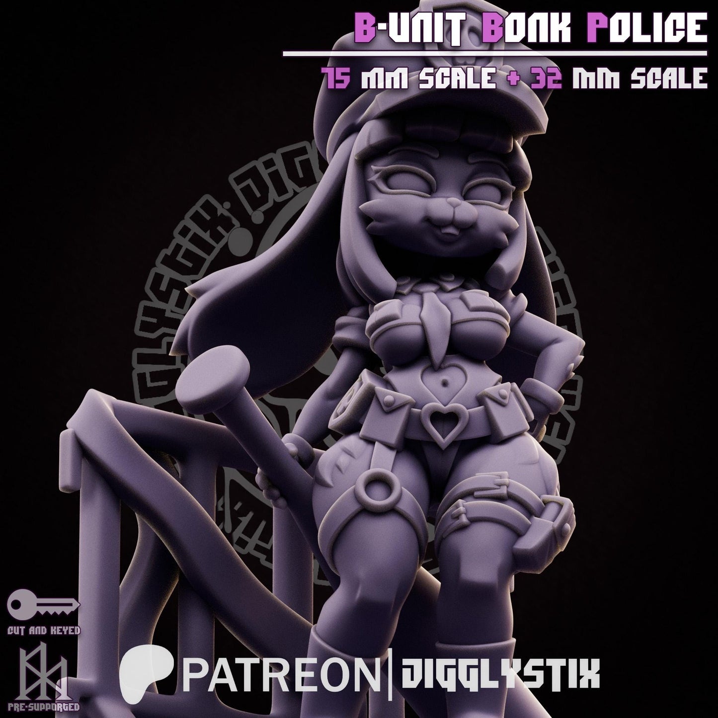 Bunny Cop B-Unit Bonk Police Miniature - by Jigglystix