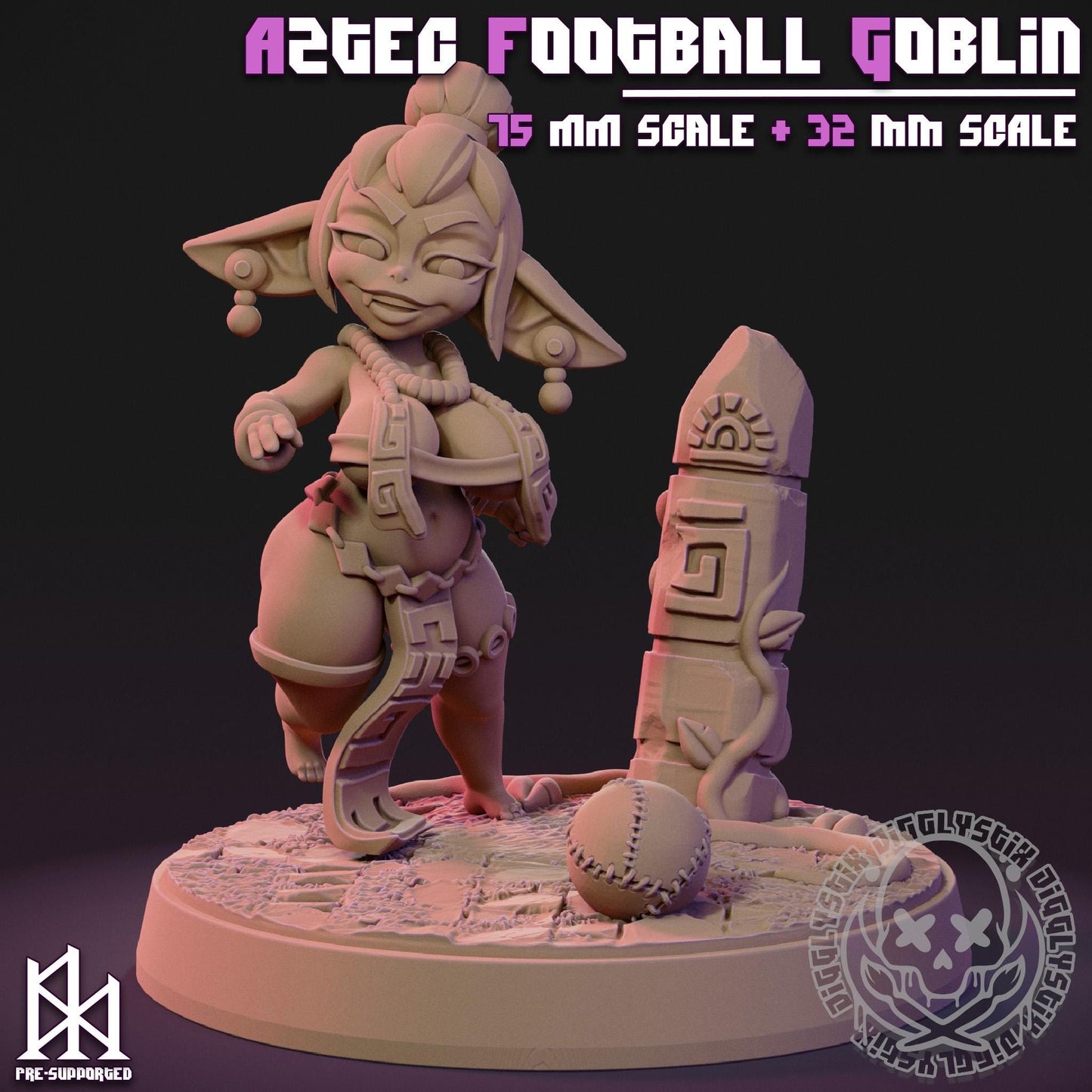 Aztec Football Goblin Miniature - by Jigglystix
