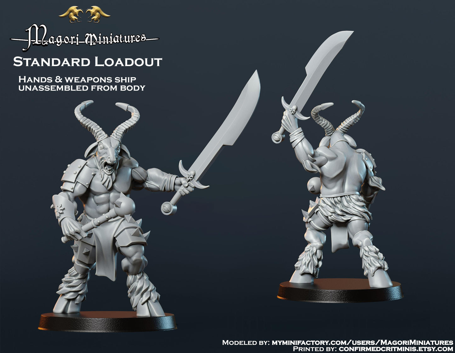 Goatman Cultist Miniature A - by Magori Miniatures