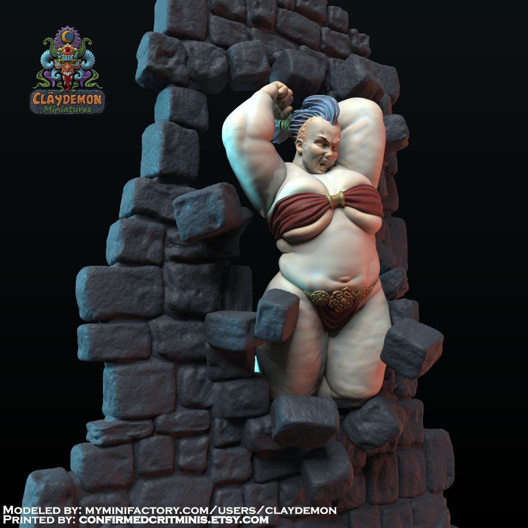 Wallbreaker Woman Miniature - by Claydemon Miniatures