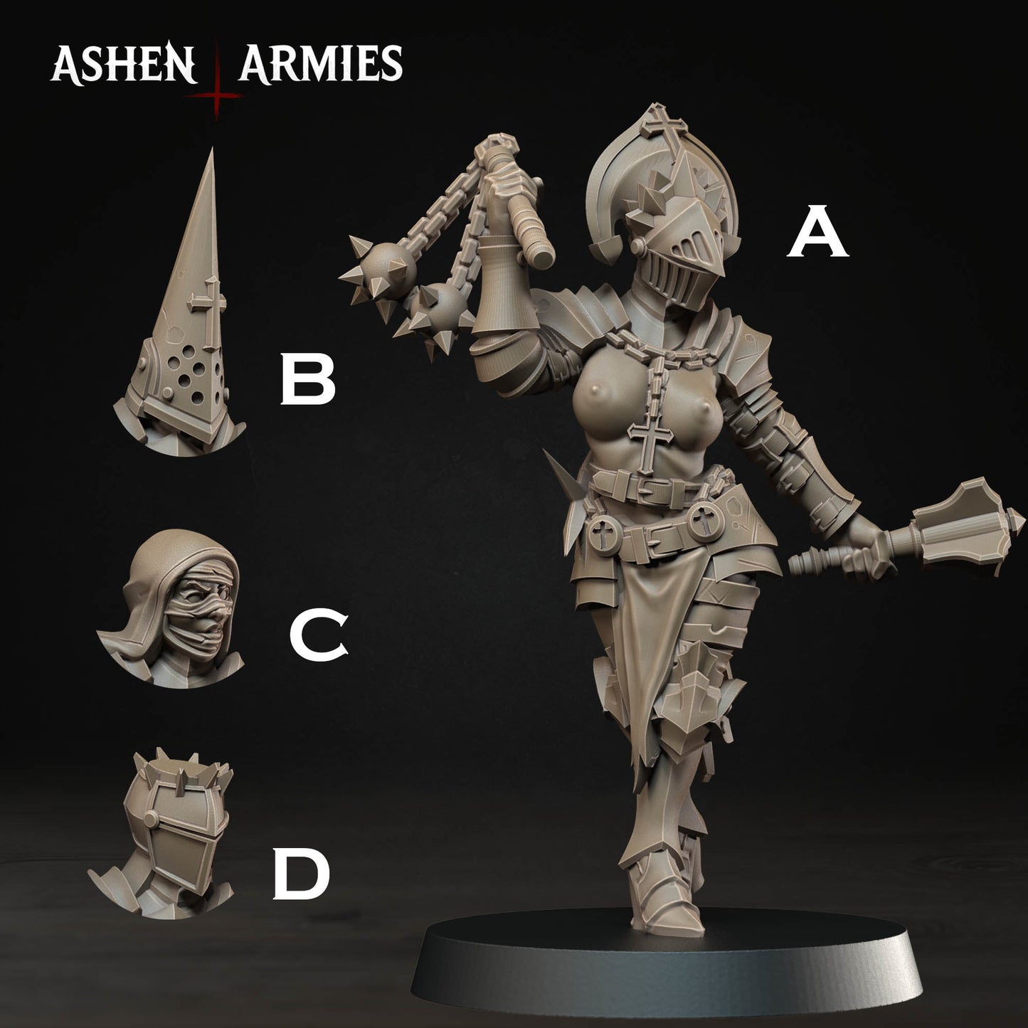 Bleeding Procession Stigmatic Nun Miniatures - Ashen Armies by Bite the Bullet