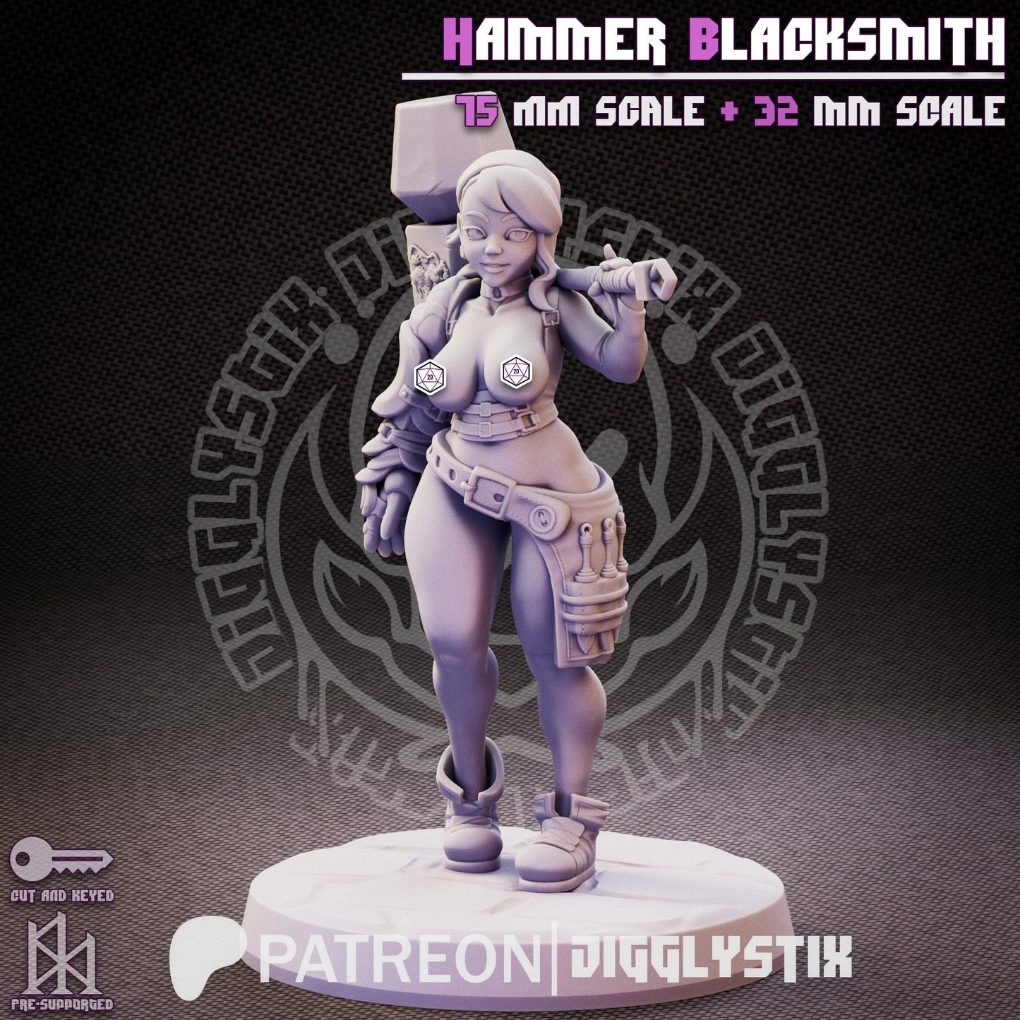 Hammer Blacksmith Miniature - by Jigglystix