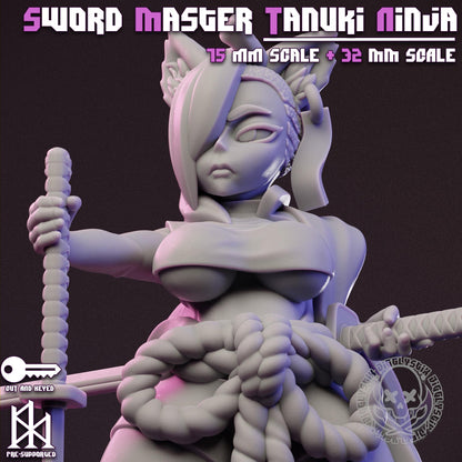 Sword Master Tanuki Ninja Miniature - by Jigglystix