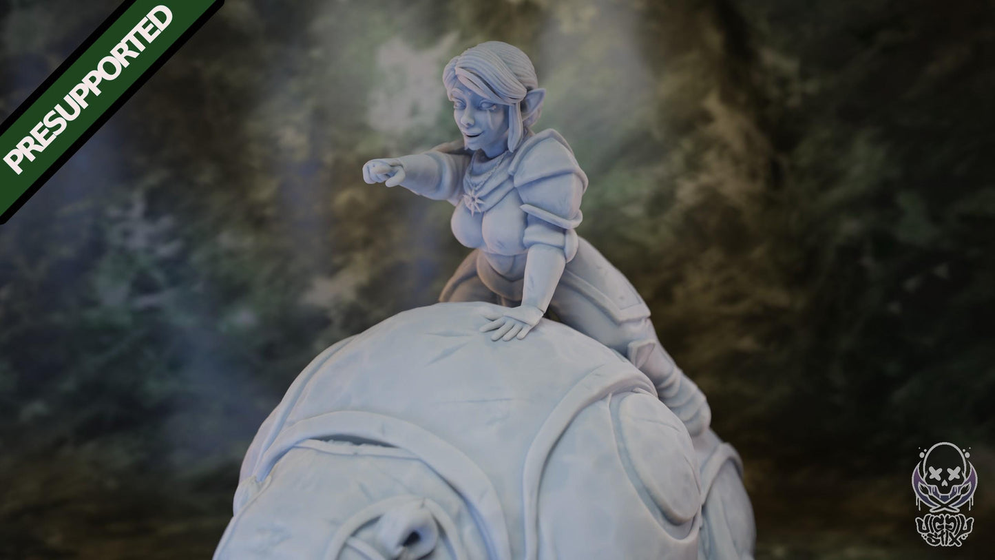 Charging Gnome Paladin Rider Miniature - by Jigglystix
