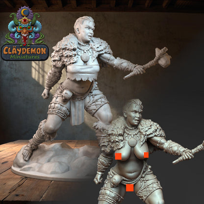 Brani the Tribal Warrior Woman Miniature - by Claydemon Miniatures