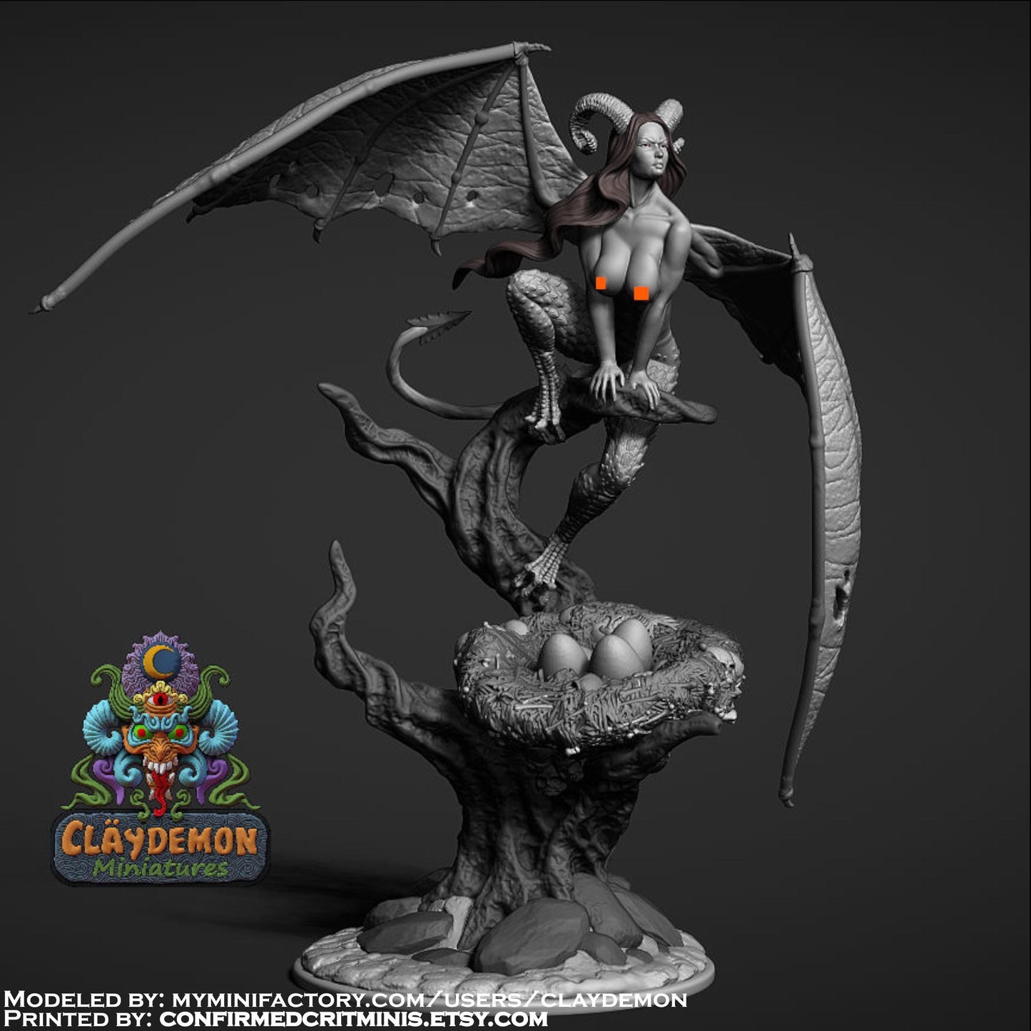 Harpy Perching Miniature - by Claydemon Miniatures
