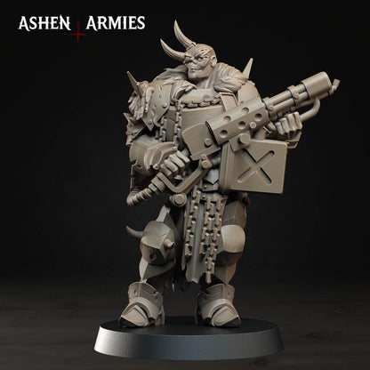Hellbound Apostasy Anointed Heavy Infantry Flamethrower 01 Miniature - Ashen Armies by Bite the Bullet