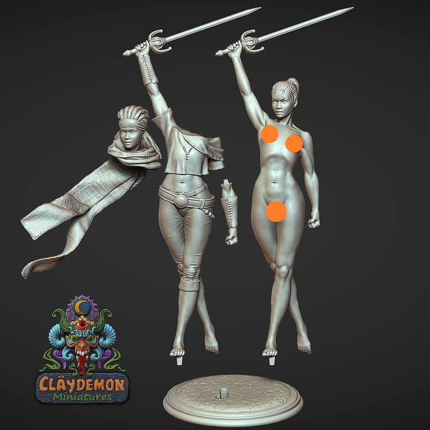 Blue Clover the Thief Woman Miniature - by Claydemon Miniatures
