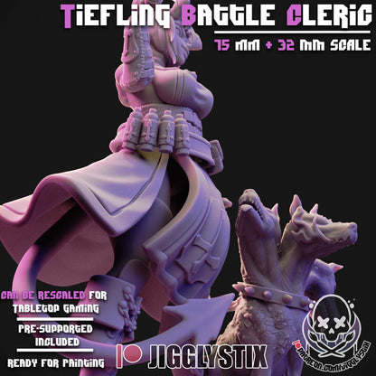 Tiefling Battle Cleric Miniature - by Jigglystix
