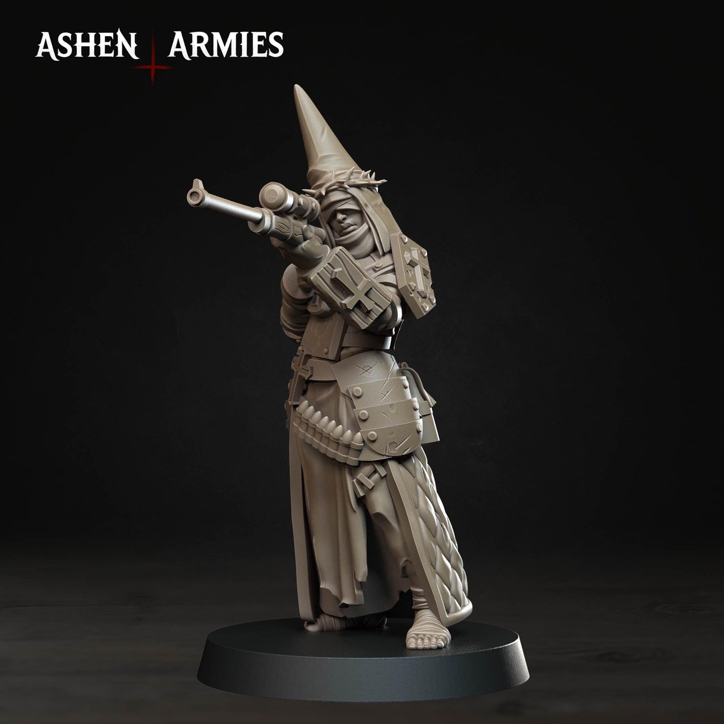 Bleeding Procession Sniper Miniature - Ashen Armies by Bite the Bullet