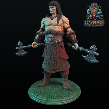 Vagarr the Barbarian Miniature - by Claydemon Miniatures