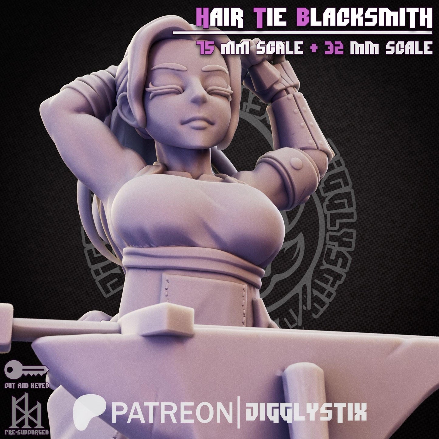 Hair Tie Blacksmith Miniature - by Jigglystix