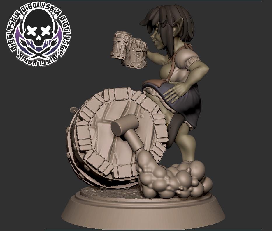 Goblin Bar Maid Miniature - by Jigglystix