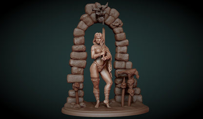 Arillis the Veteran Warrior Woman Miniature - by Claydemon Miniatures