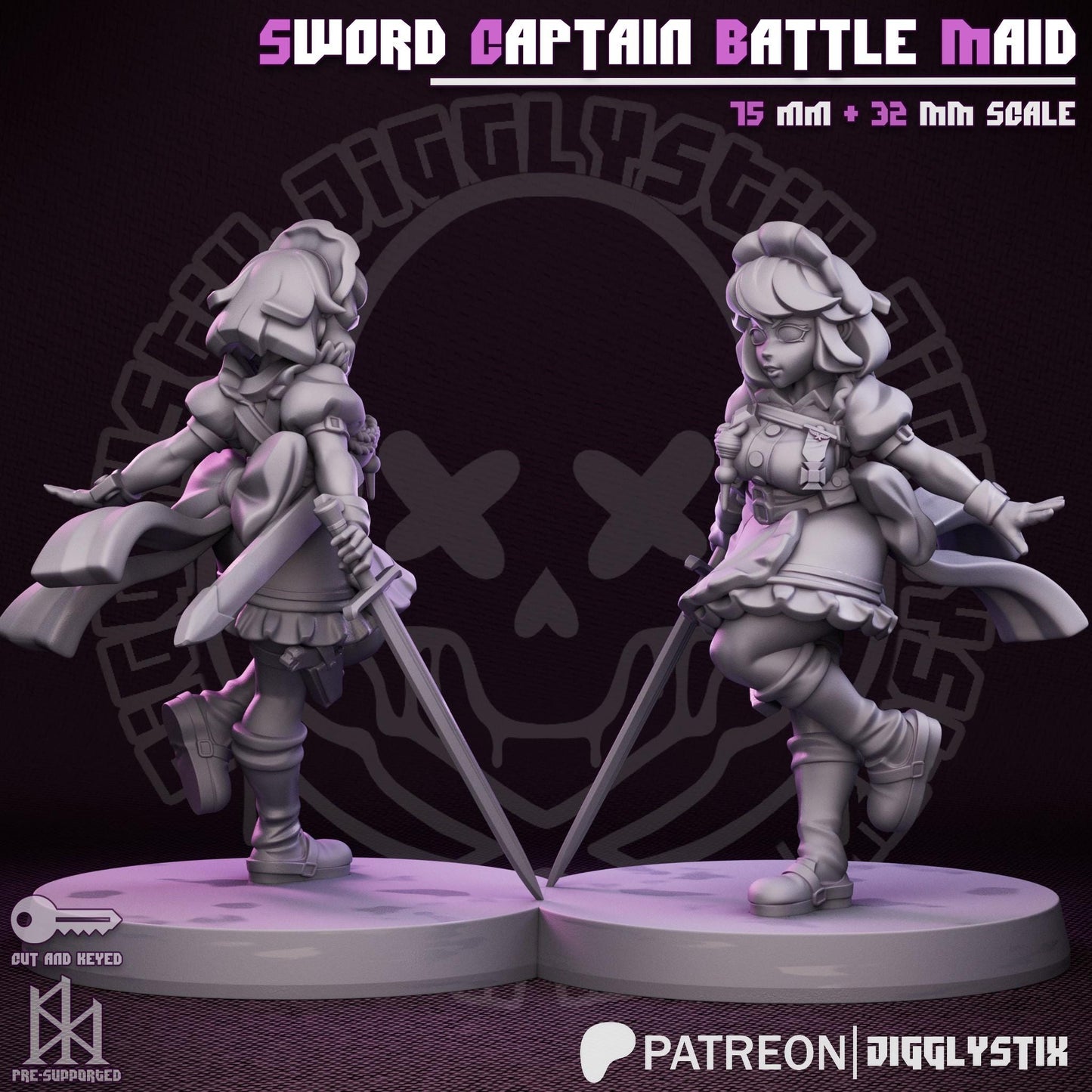 Sword Captain Battle Maid Miniature - by Jigglystix