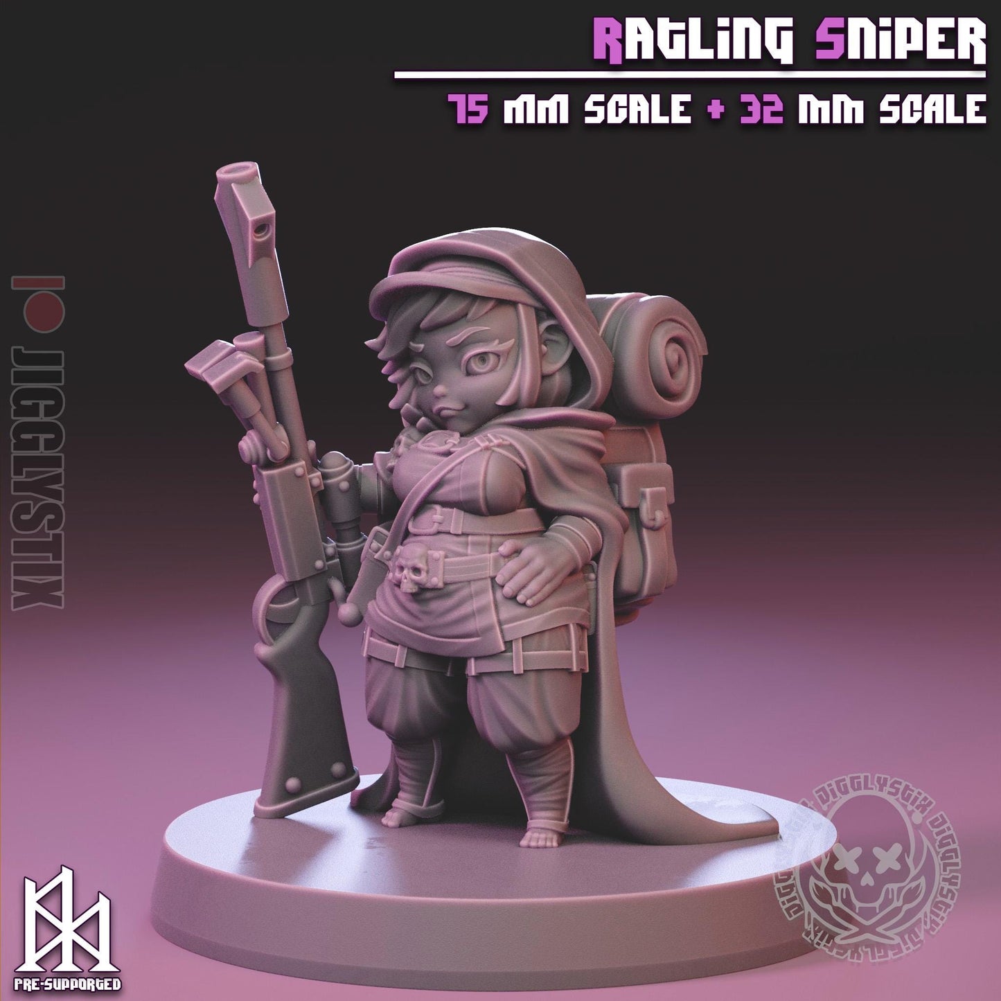 Ratling Sniper Miniature - by Jigglystix