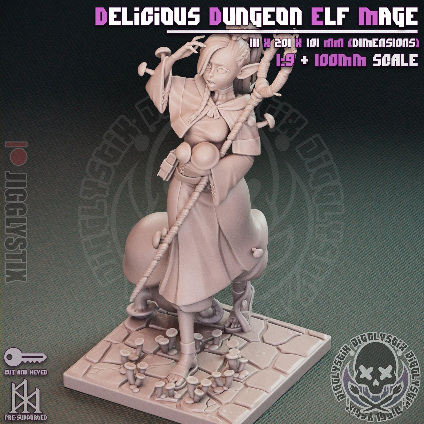 Delicious Dungeon Elf Mage Miniature - by Jigglystix