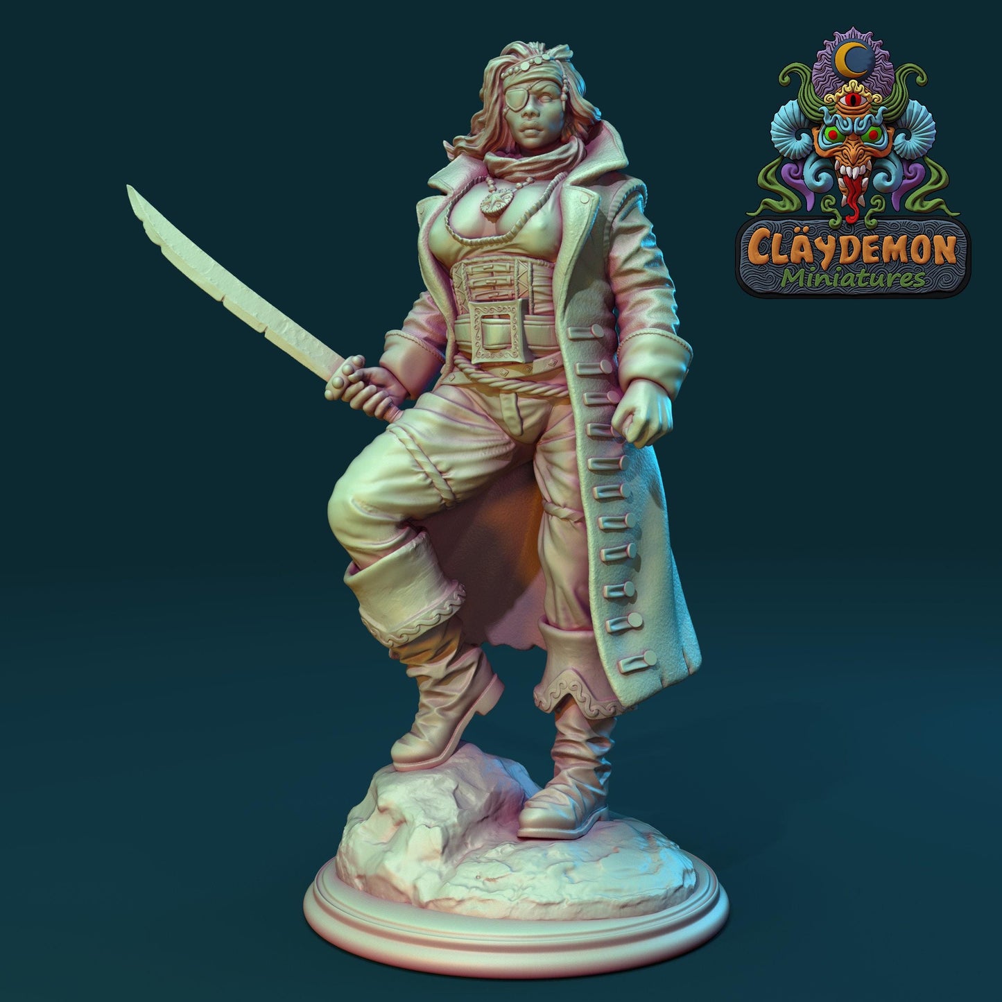 Callie the Rogue Leader Woman Miniature - by Claydemon Miniatures