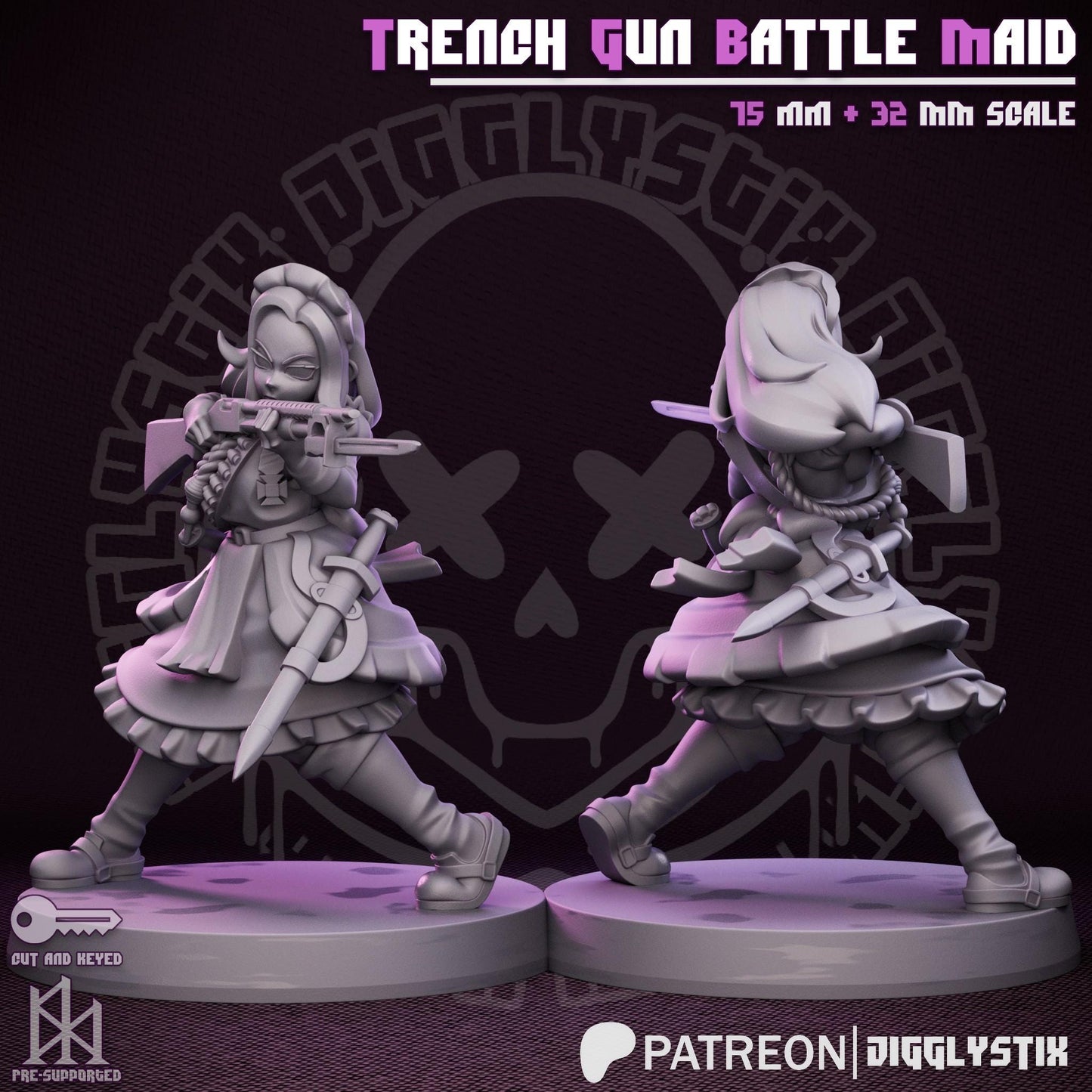 Trench Gun Battle Maid Miniature - by Jigglystix