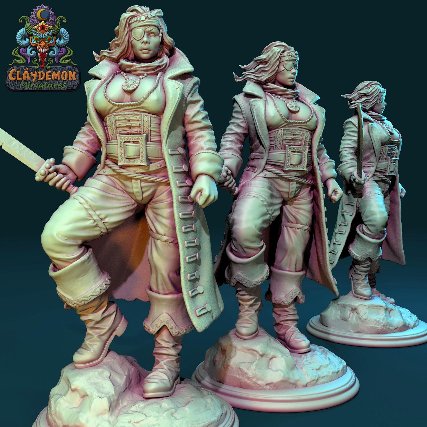 Callie the Rogue Leader Woman Miniature - by Claydemon Miniatures