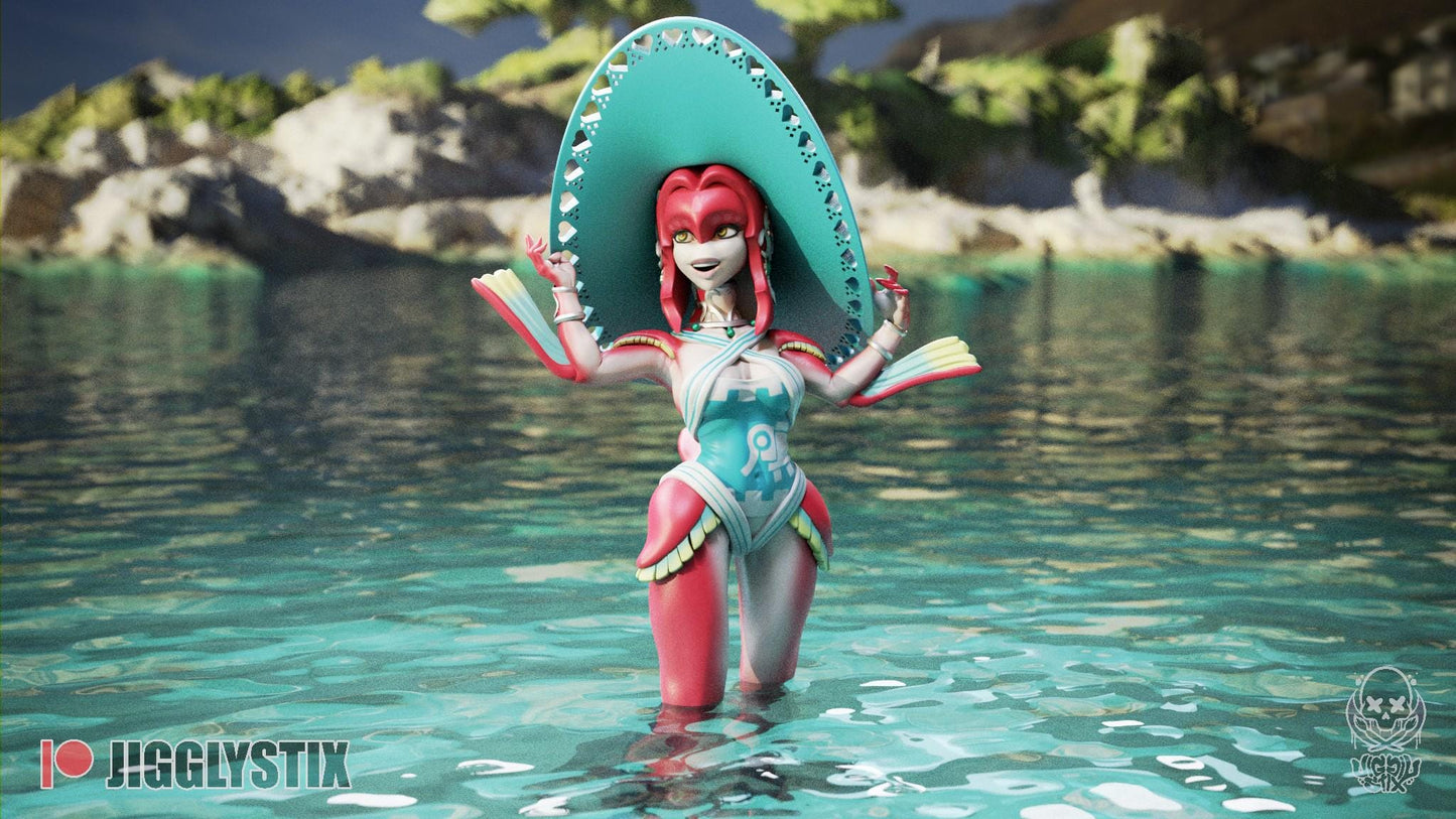 Beach Time Fish Girl Miniature - by Jigglystix