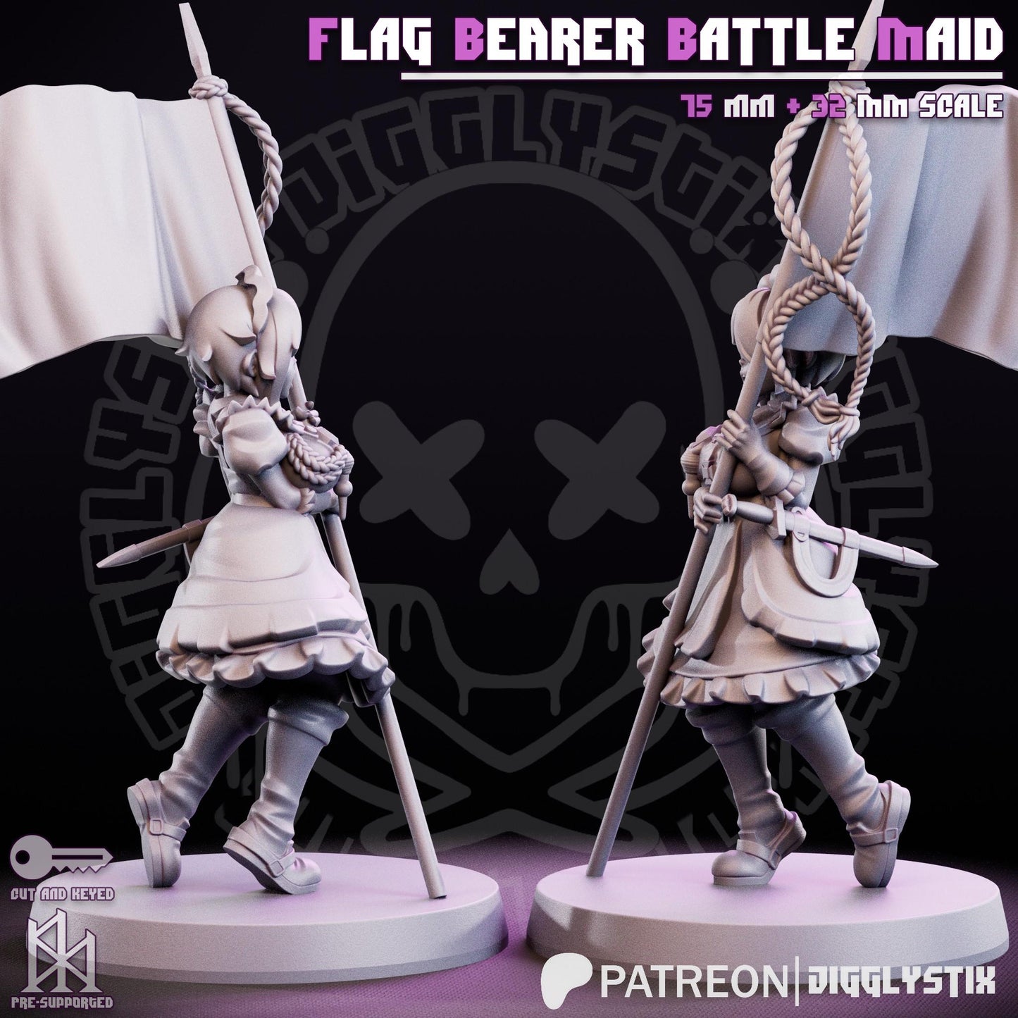 Flag Bearer Battle Maid Miniature - by Jigglystix