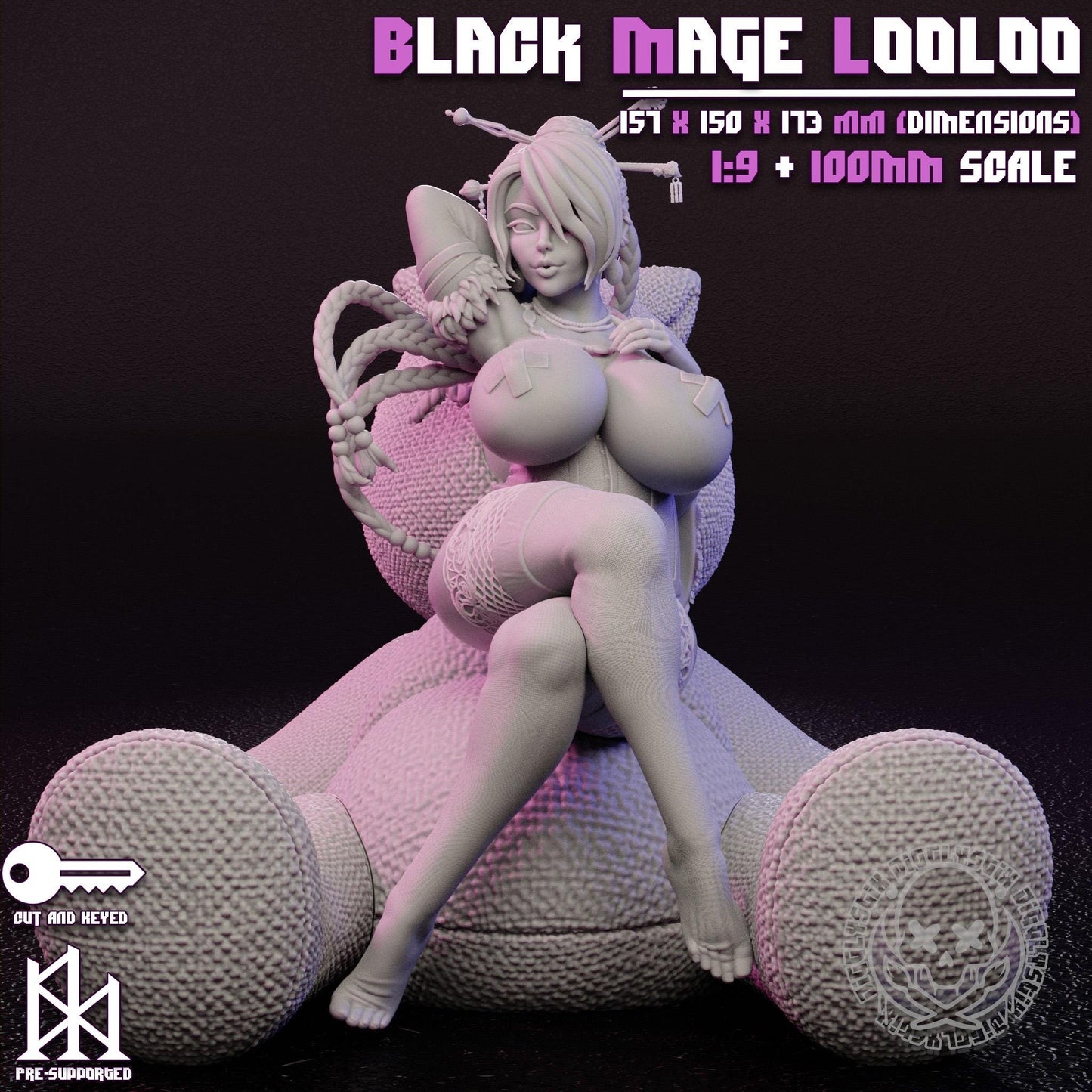Black Mage Looloo Miniature - by Jigglystix