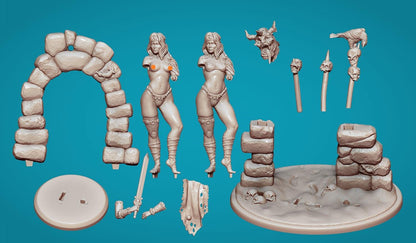 Arillis the Veteran Warrior Woman Miniature - by Claydemon Miniatures