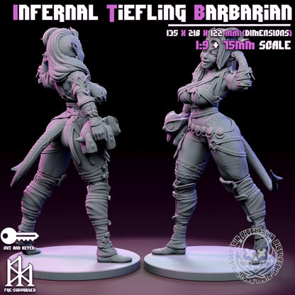 Infernal Tiefling Barbarian Miniature - by Jigglystix