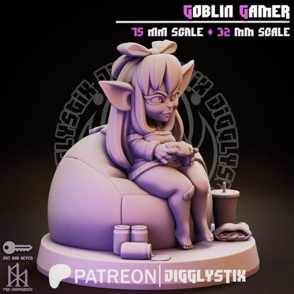 Goblin Gamer Girl Miniature - by Jigglystix