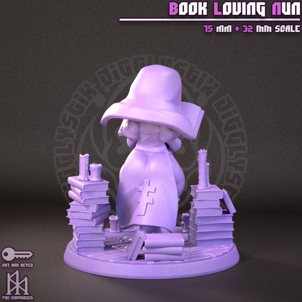 Little Clergy Book Loving Nun Miniature - by Jigglystix