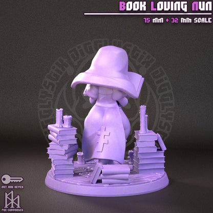 Little Clergy Book Loving Nun Miniature - by Jigglystix