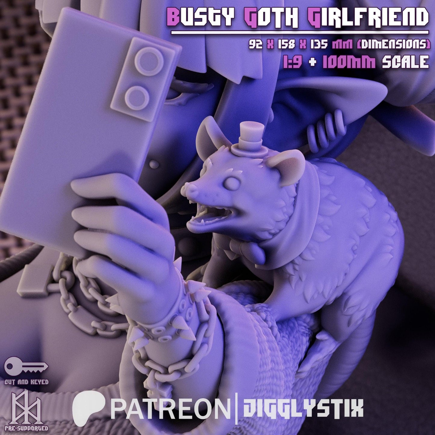 Busty Goth Girlfriend Miniature - by Jigglystix