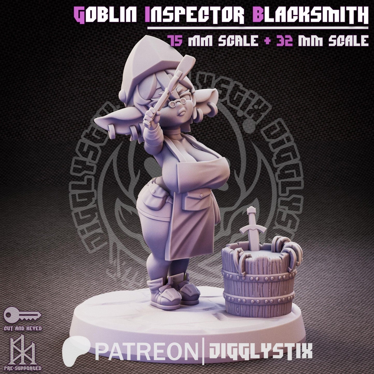Goblin Inspector Blacksmith Miniature - by Jigglystix