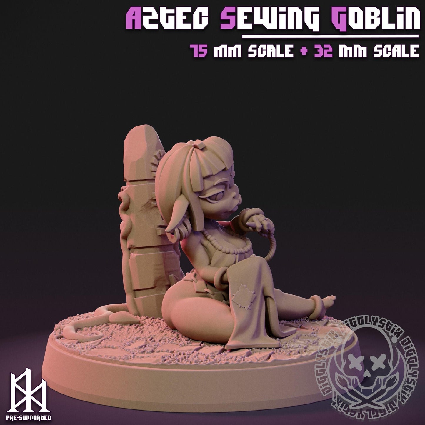 Aztec Sewing Goblin Miniature - by Jigglystix