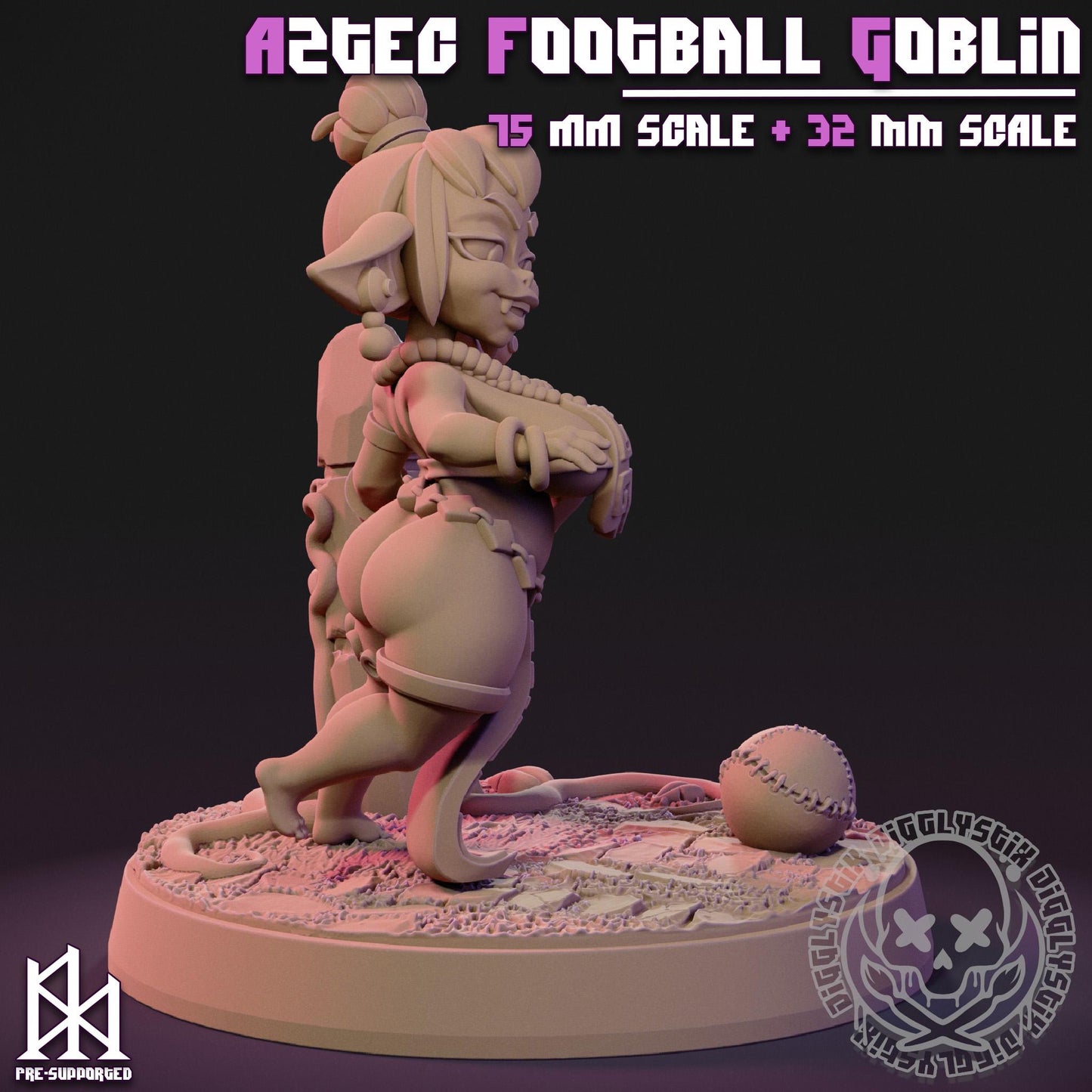 Aztec Football Goblin Miniature - by Jigglystix