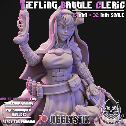 Tiefling Battle Cleric Miniature - by Jigglystix