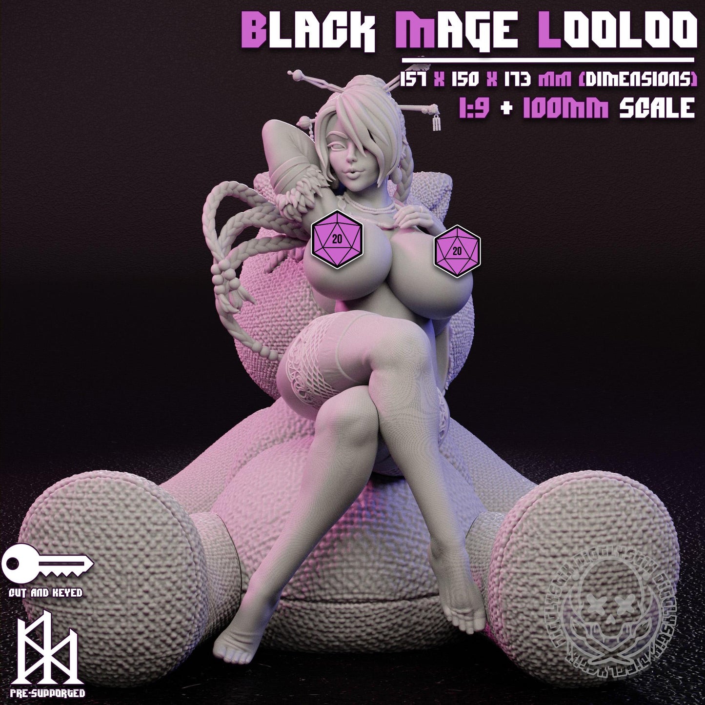 Black Mage Looloo Miniature - by Jigglystix