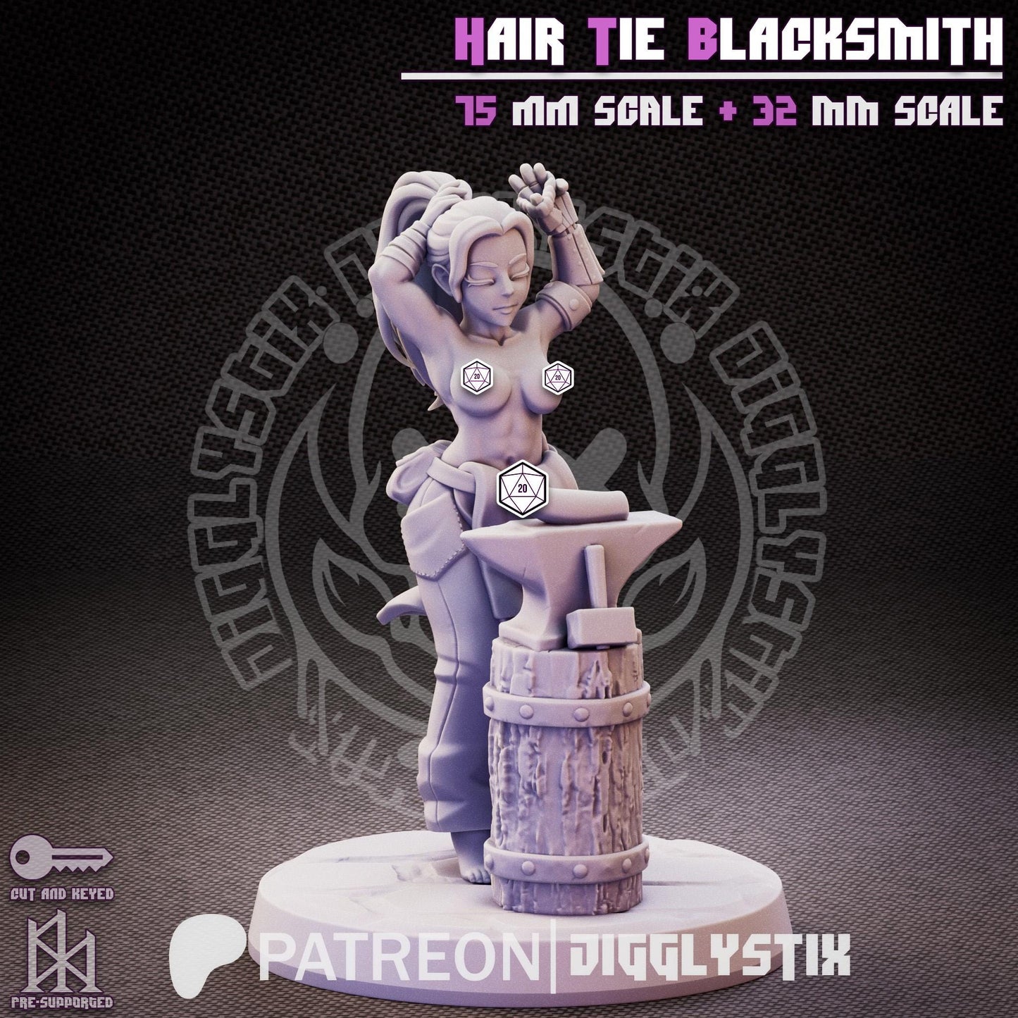 Hair Tie Blacksmith Miniature - by Jigglystix