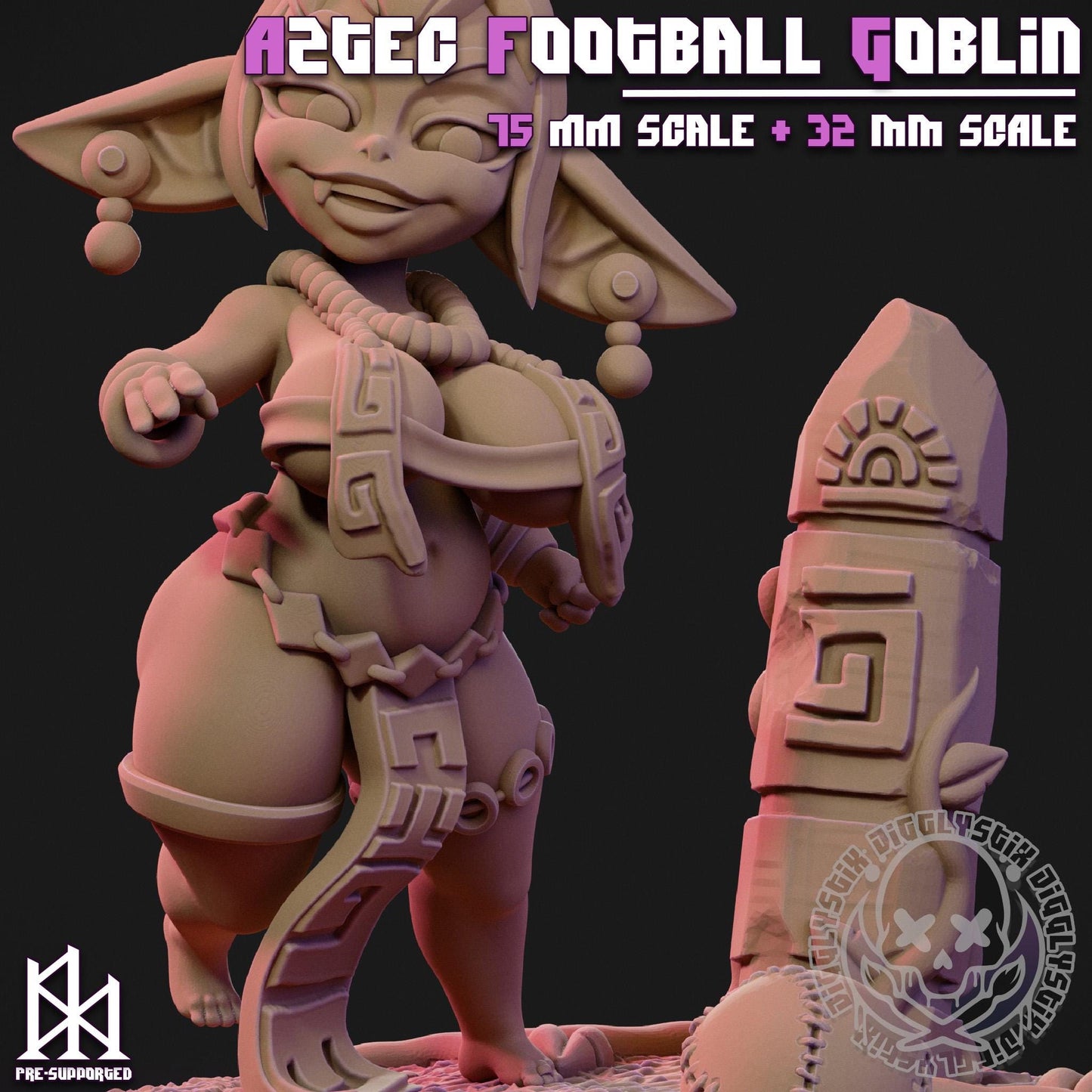Aztec Football Goblin Miniature - by Jigglystix